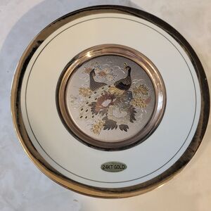 8in Elegant Gold and Silver Peacock Plate